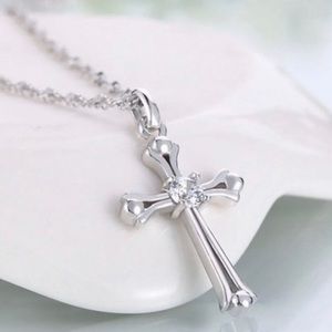 925 Stamped Sterling Silver 18” Cross Necklace NWT